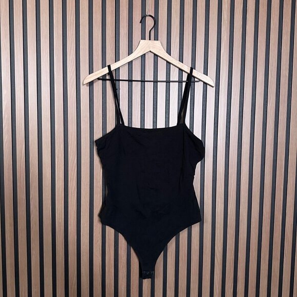ATM Bodysuit Large Womens Black One Piece Spaghetti Strap Thong - Picture 1 of 7